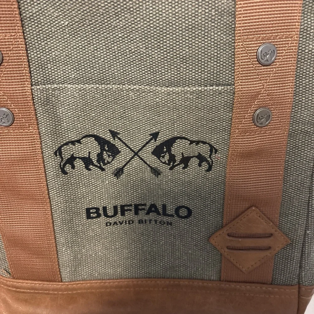 Buffalo David Bitton Canvas Crossbody Bag Olive Brown Unisex Rustic Style